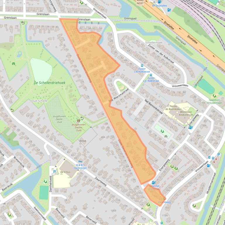 Kaart van postcodegebied 8017BA.