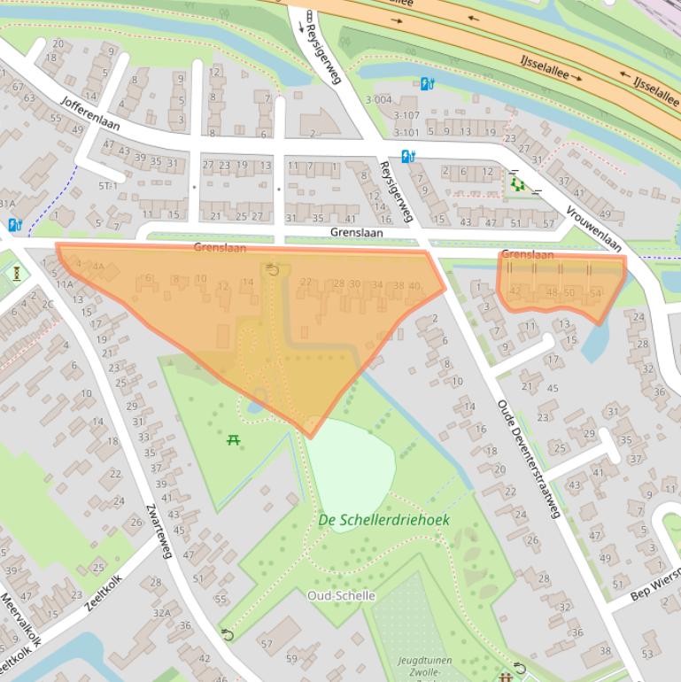 Kaart van postcodegebied 8017BH.