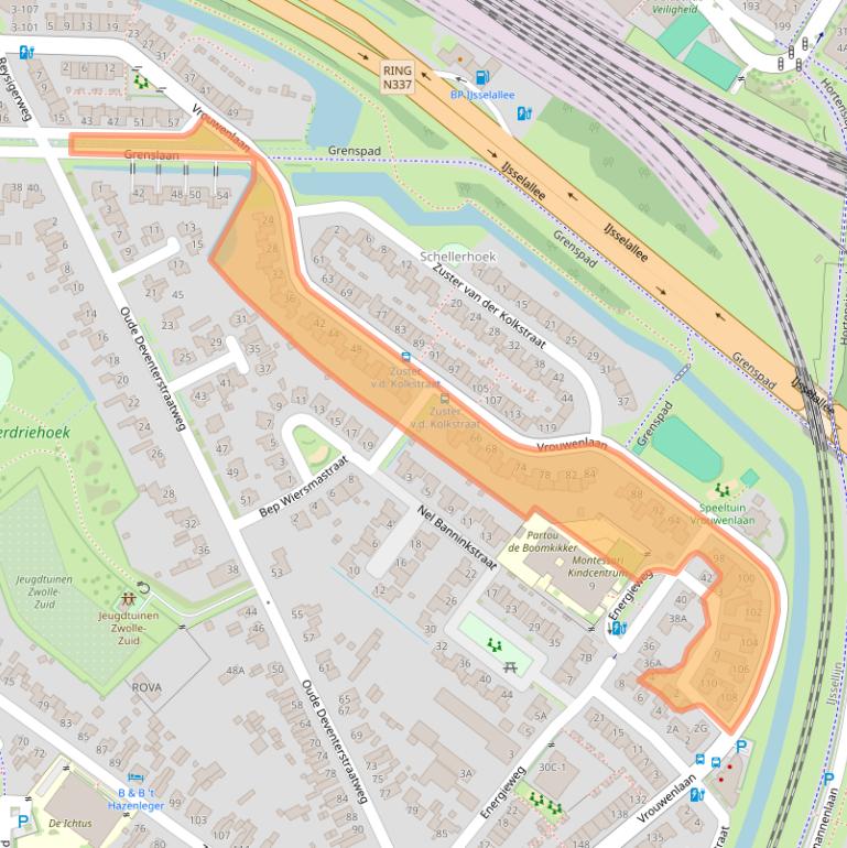 Kaart van postcodegebied 8017HS.