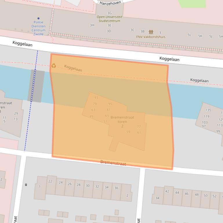 Kaart van postcodegebied 8017KB.