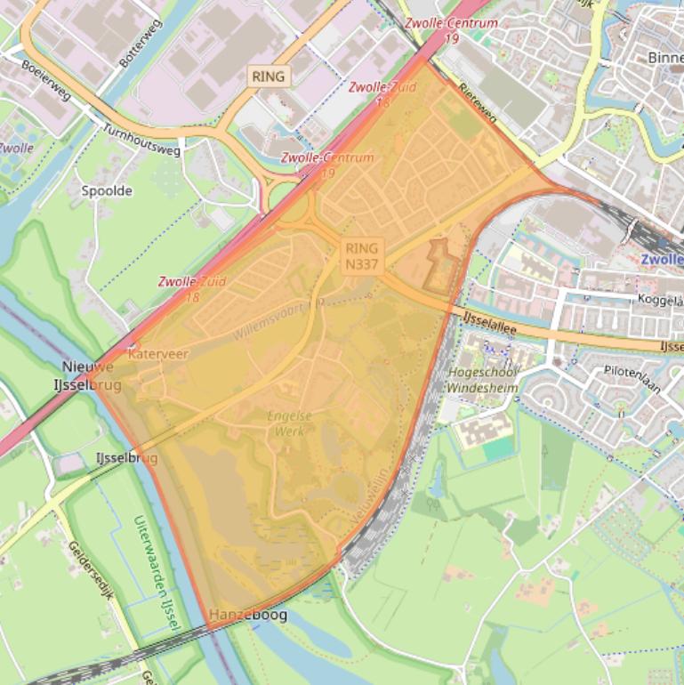 Kaart van postcodegebied 8019.