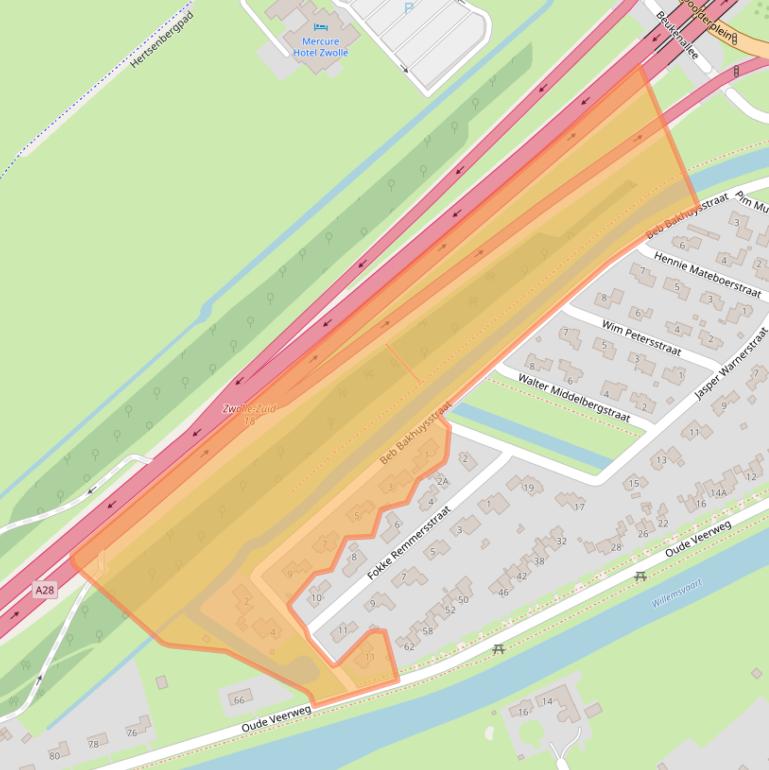 Kaart van postcodegebied 8019BT.