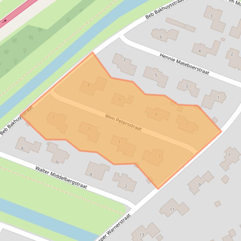 Kaart van postcodegebied 8019BZ.