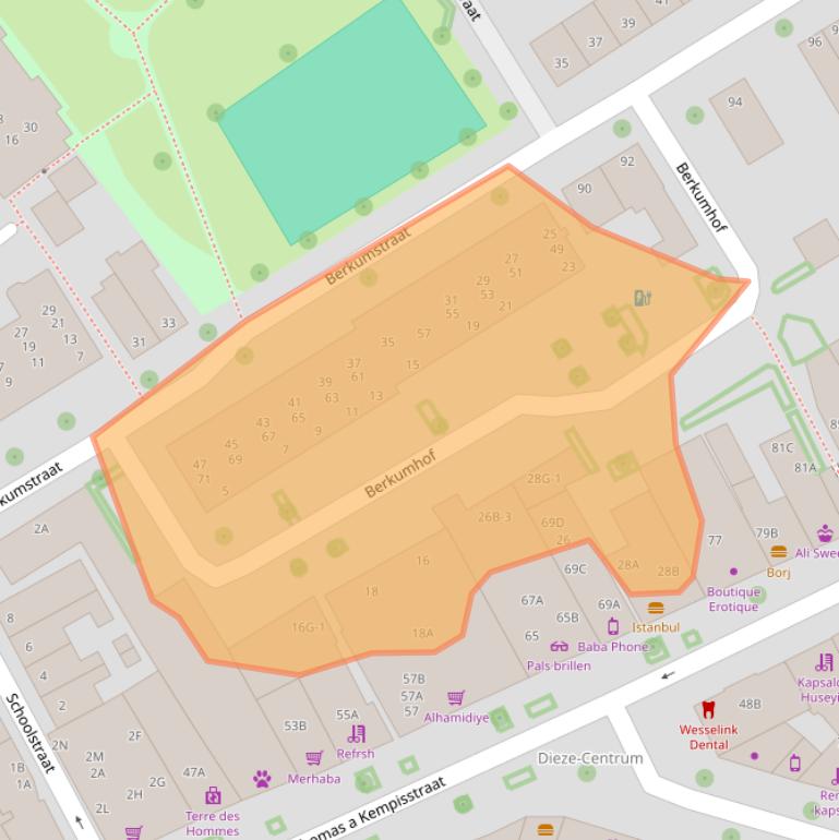 Kaart van postcodegebied 8021BA.