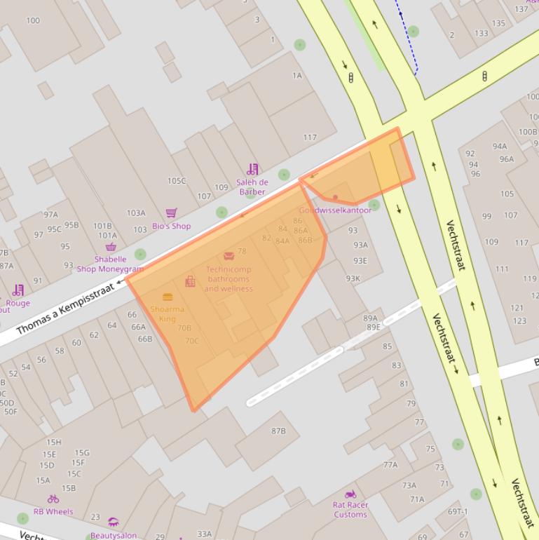 Kaart van postcodegebied 8021BE.