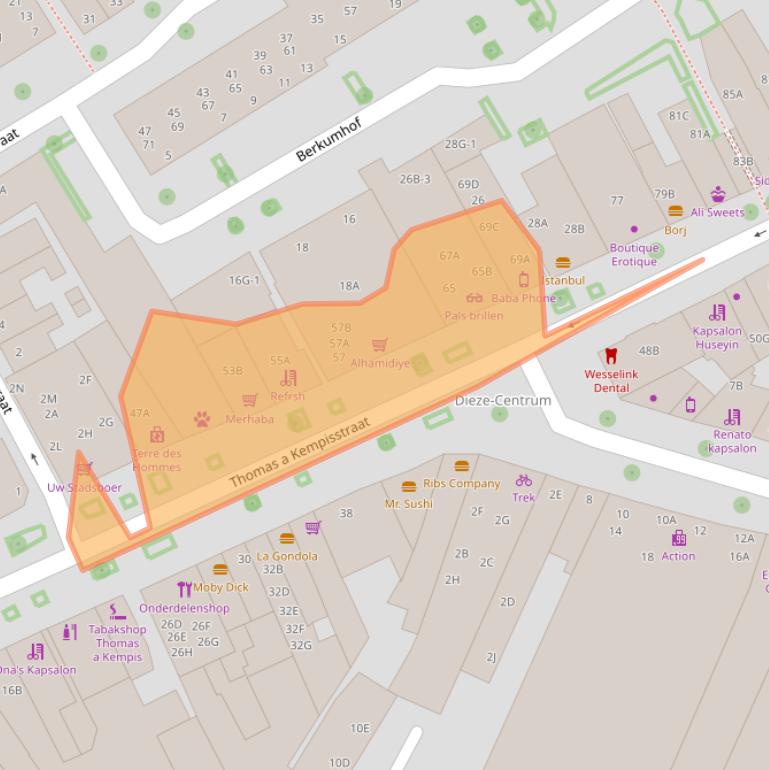 Kaart van postcodegebied 8021BJ.