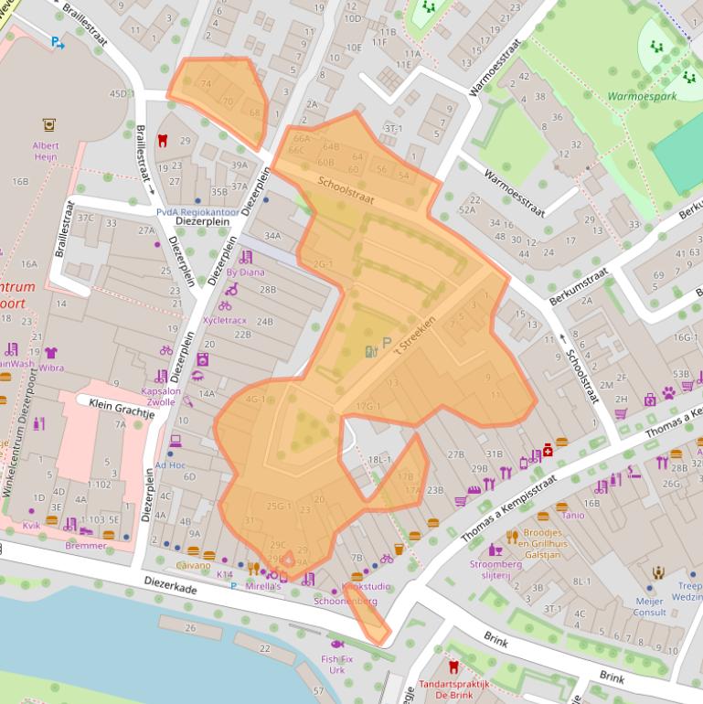 Kaart van postcodegebied 8021BT.