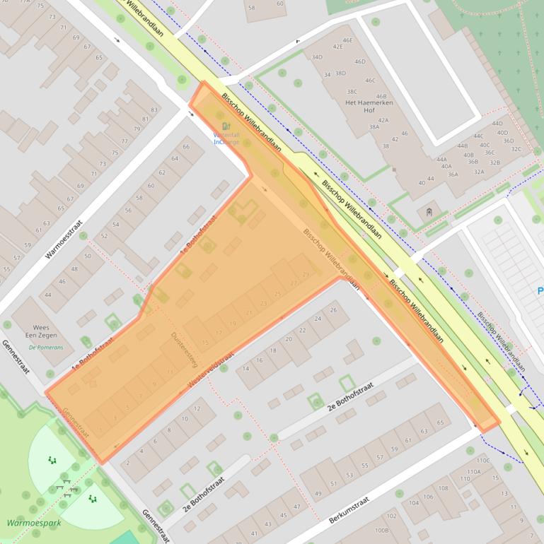 Kaart van postcodegebied 8021BV.