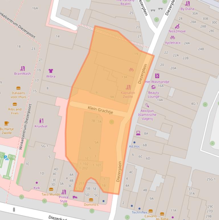 Kaart van postcodegebied 8021CS.
