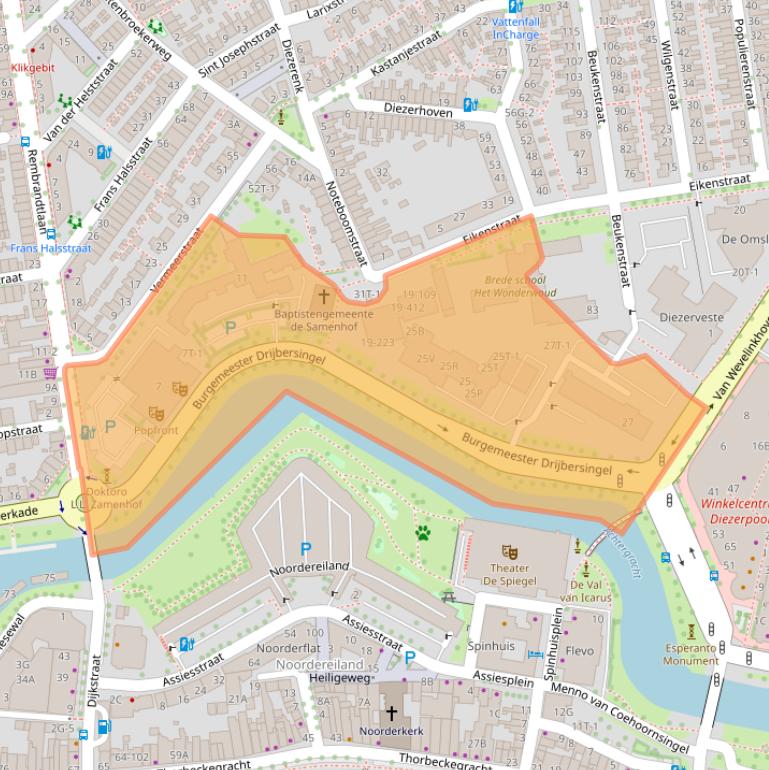 Kaart van postcodegebied 8021DA.