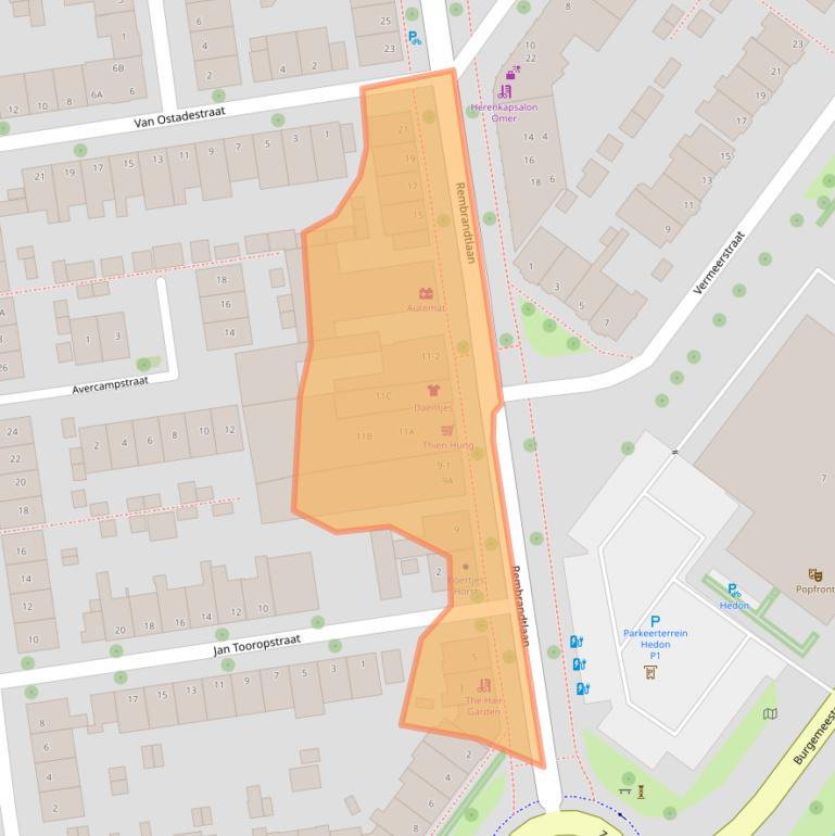 Kaart van postcodegebied 8021DC.