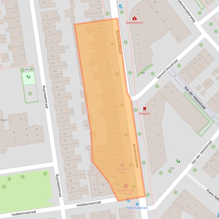 Kaart van postcodegebied 8021DE.