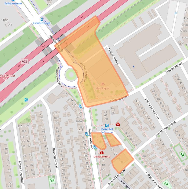 Kaart van postcodegebied 8021DJ.