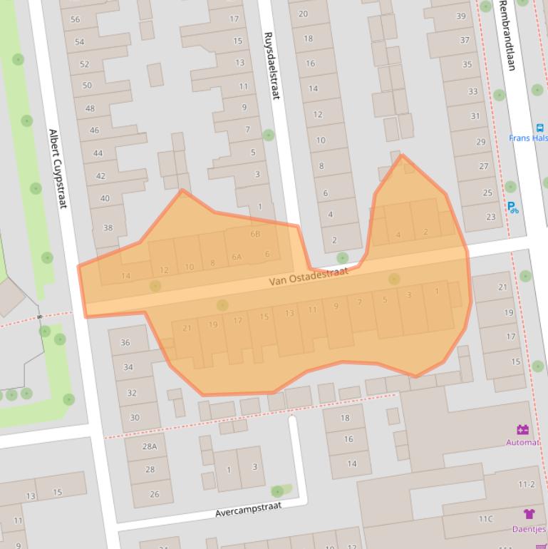 Kaart van postcodegebied 8021DL.