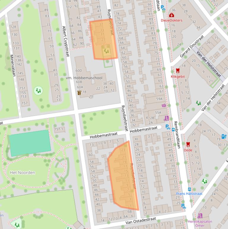 Kaart van postcodegebied 8021DM.