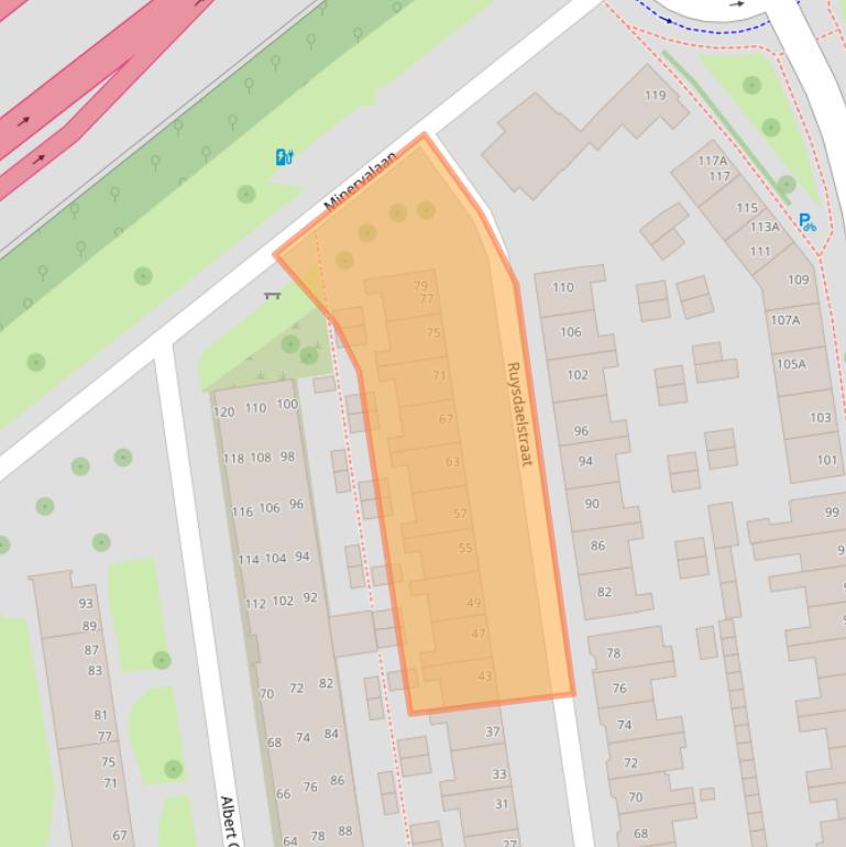 Kaart van postcodegebied 8021DN.