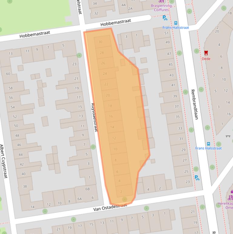 Kaart van postcodegebied 8021DP.