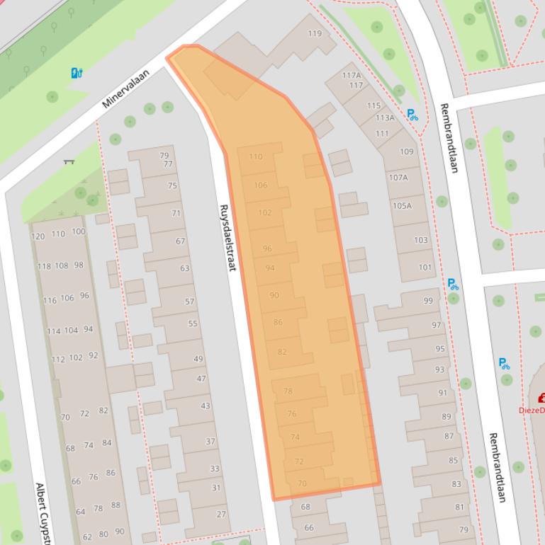 Kaart van postcodegebied 8021DS.