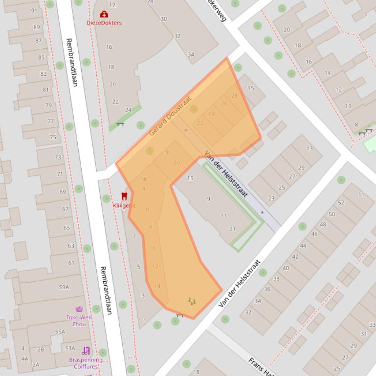 Kaart van postcodegebied 8021EP.