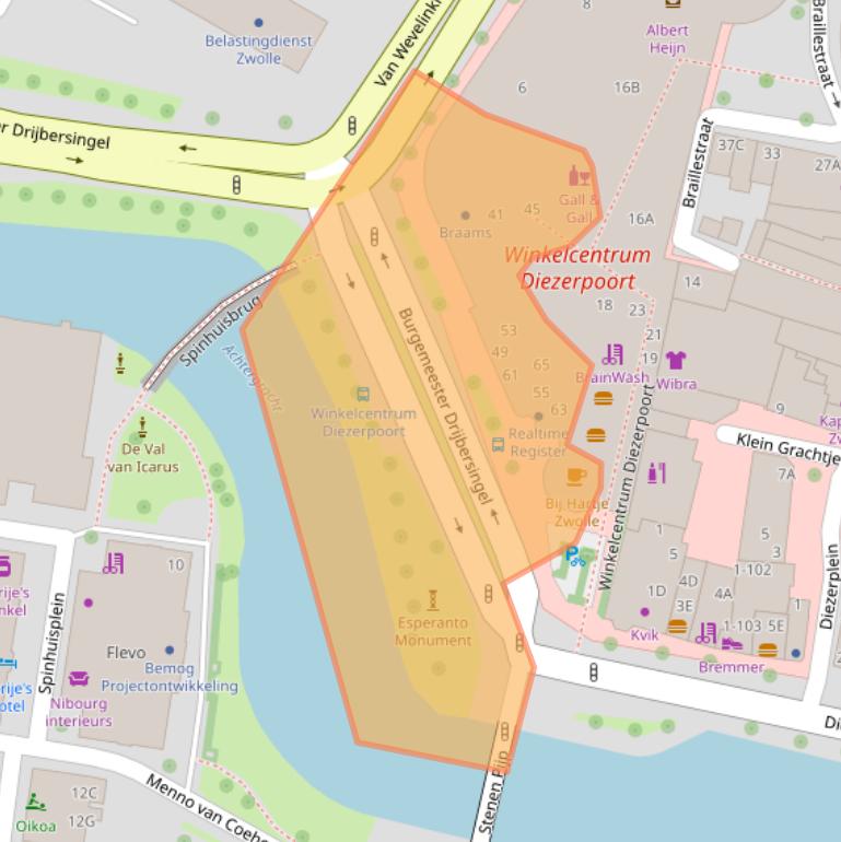 Kaart van postcodegebied 8021JB.