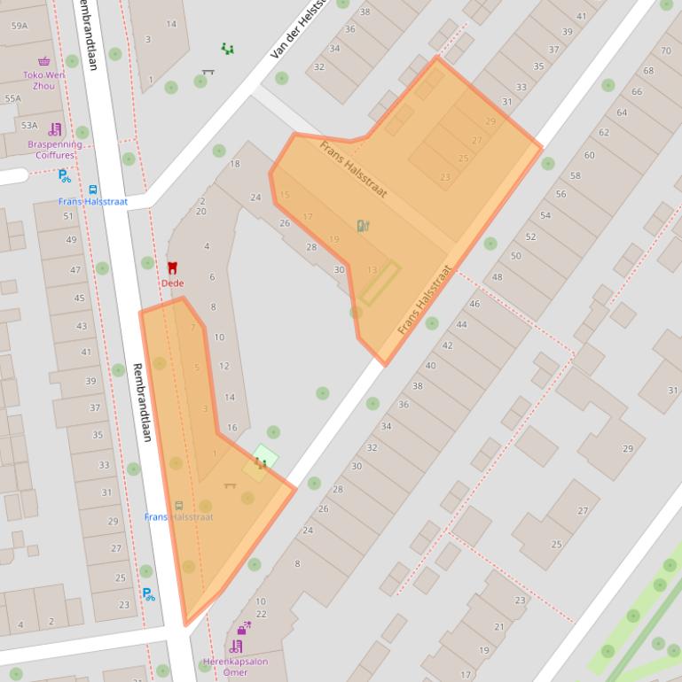 Kaart van postcodegebied 8021VK.