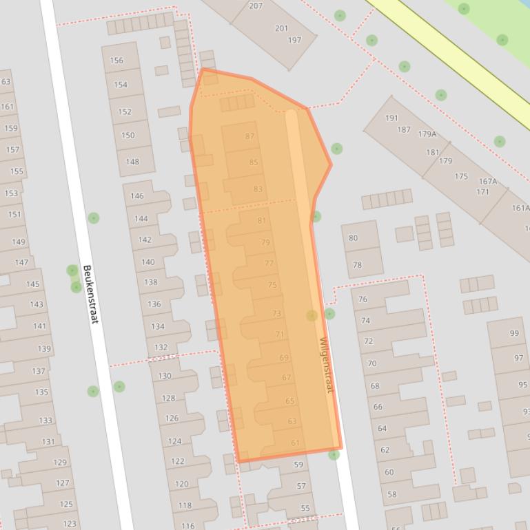 Kaart van postcodegebied 8021XW.