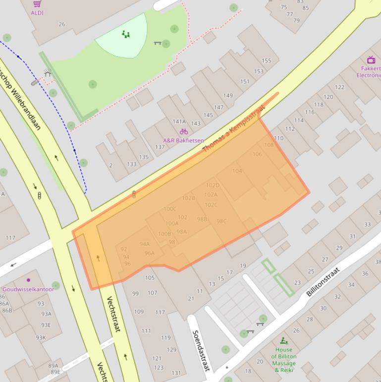 Kaart van postcodegebied 8022AB.