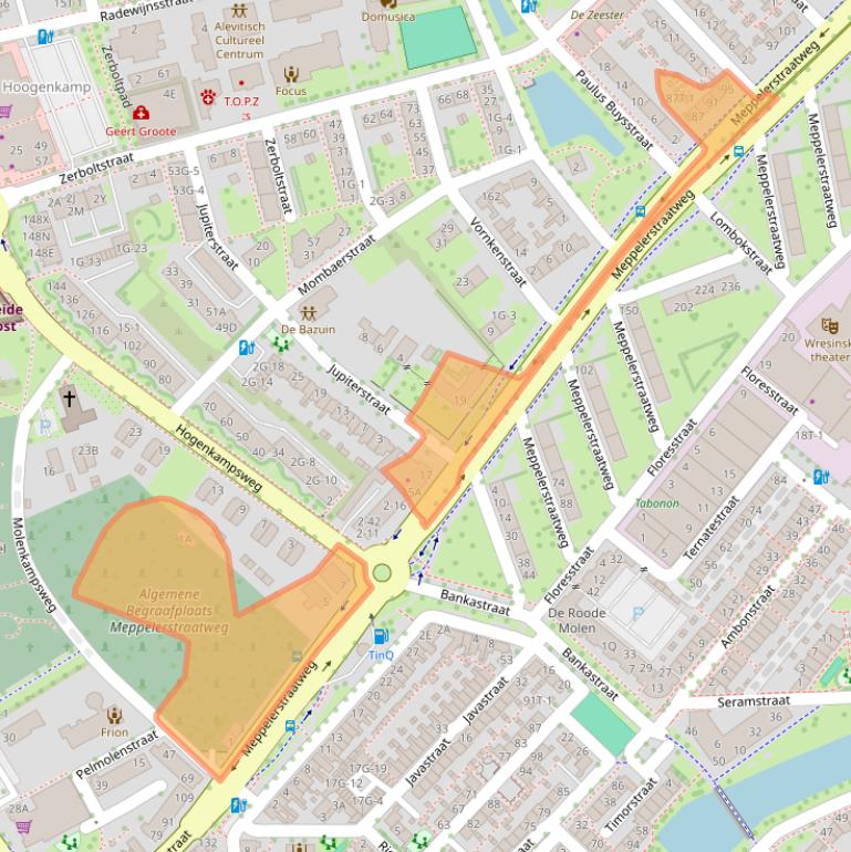 Kaart van postcodegebied 8022AE.