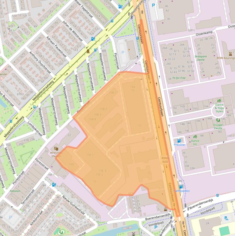 Kaart van postcodegebied 8022AW.