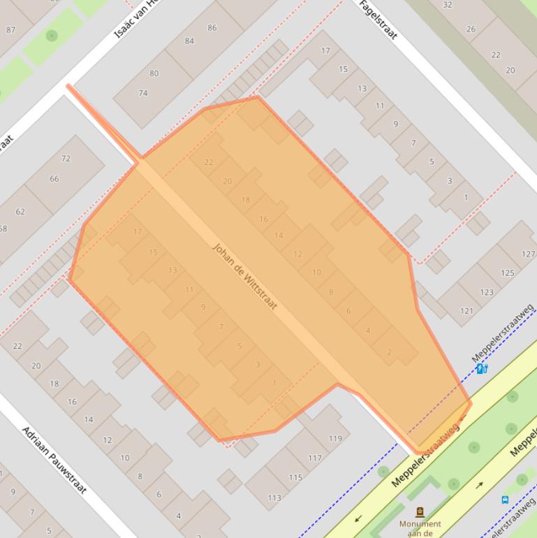 Kaart van postcodegebied 8022BB.