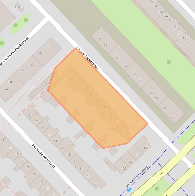 Kaart van postcodegebied 8022BC.