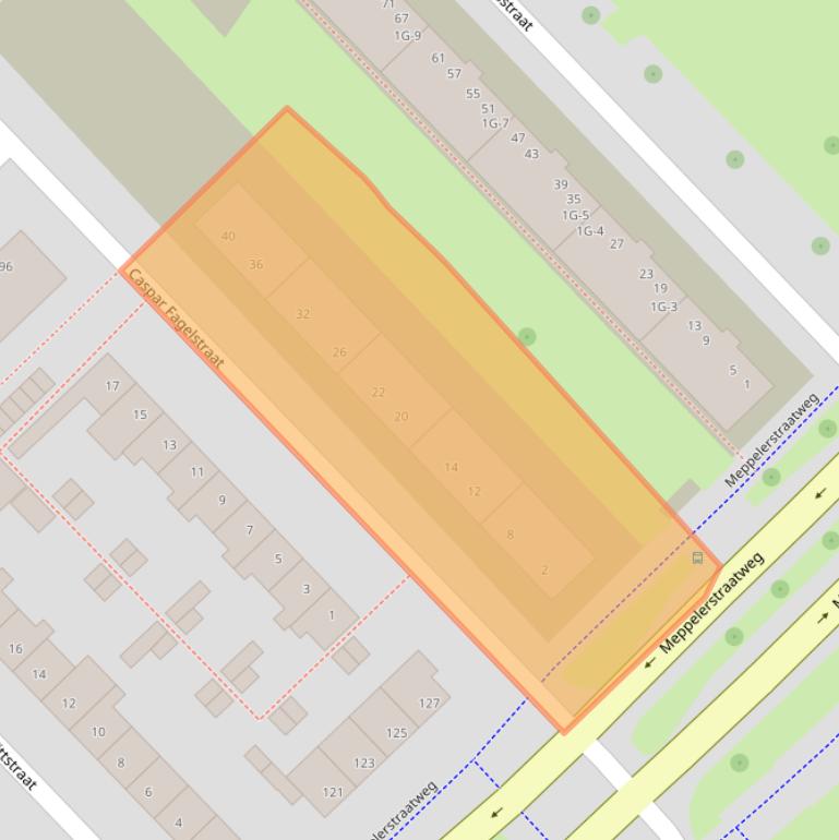 Kaart van postcodegebied 8022BD.