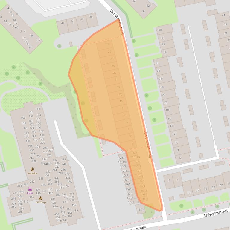 Kaart van postcodegebied 8022BK.