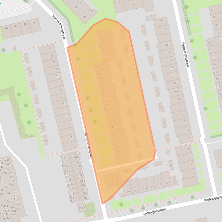 Kaart van postcodegebied 8022BL.