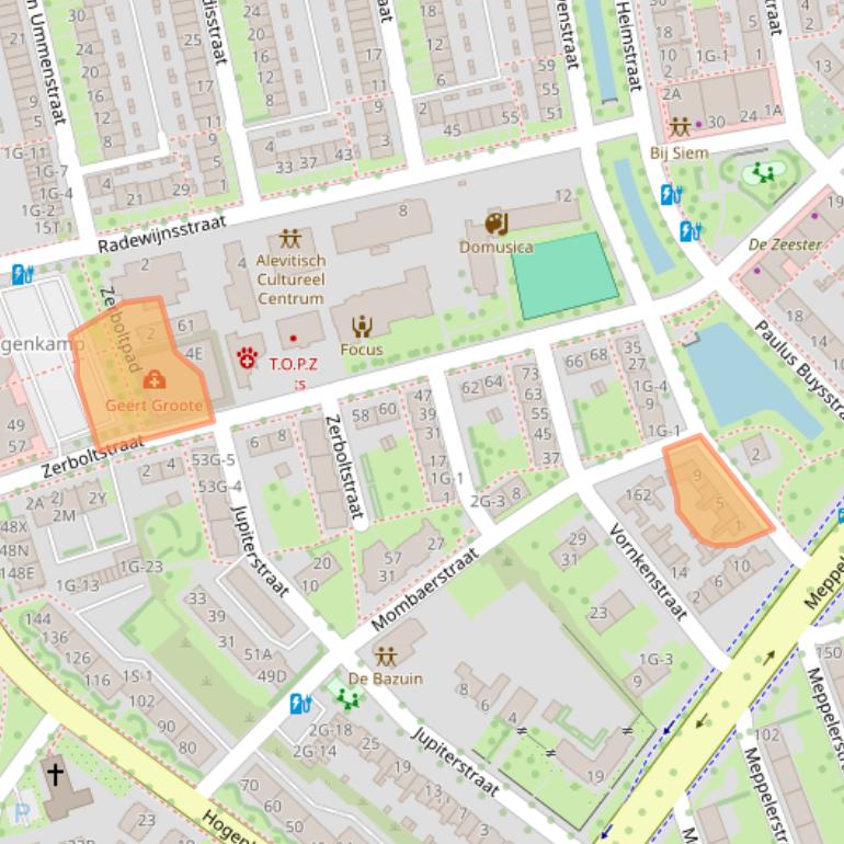 Kaart van postcodegebied 8022RV.