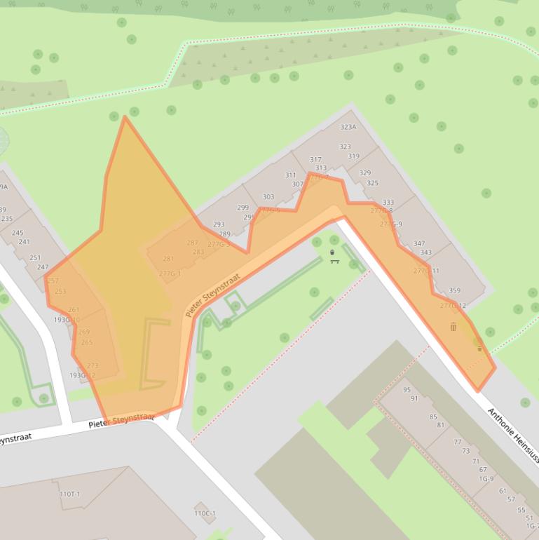 Kaart van postcodegebied 8022TJ.