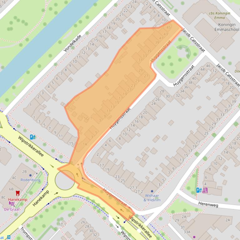 Kaart van postcodegebied 8023AG.