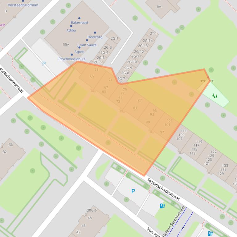 Kaart van postcodegebied 8023BK.