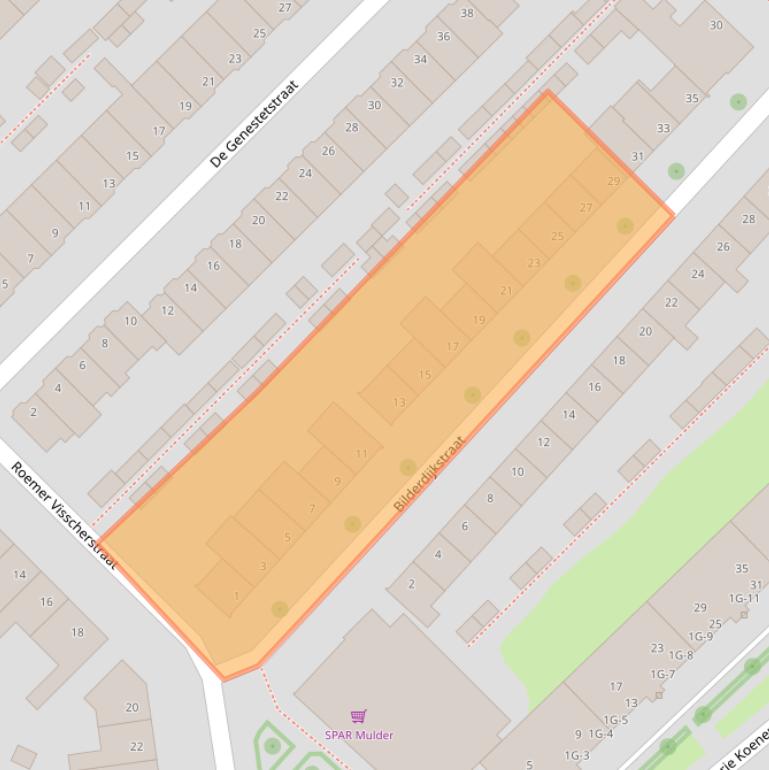Kaart van postcodegebied 8023BN.