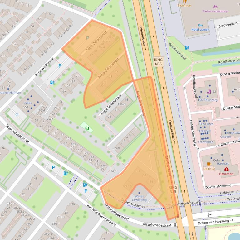 Kaart van postcodegebied 8023BZ.