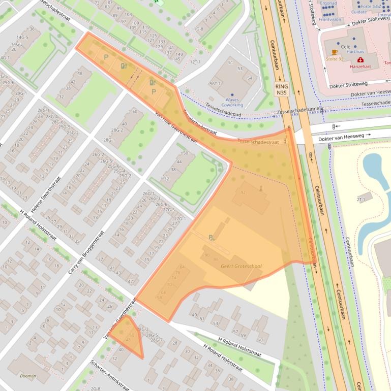 Kaart van postcodegebied 8023CC.