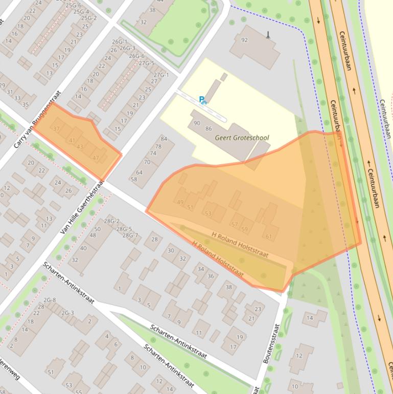 Kaart van postcodegebied 8023CH.