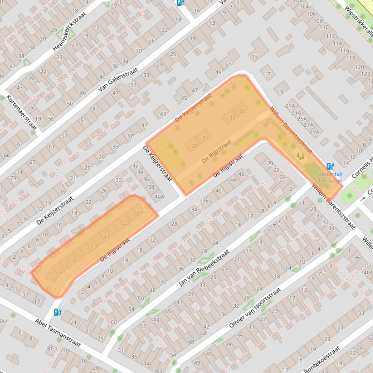 Kaart van postcodegebied 8023WB.