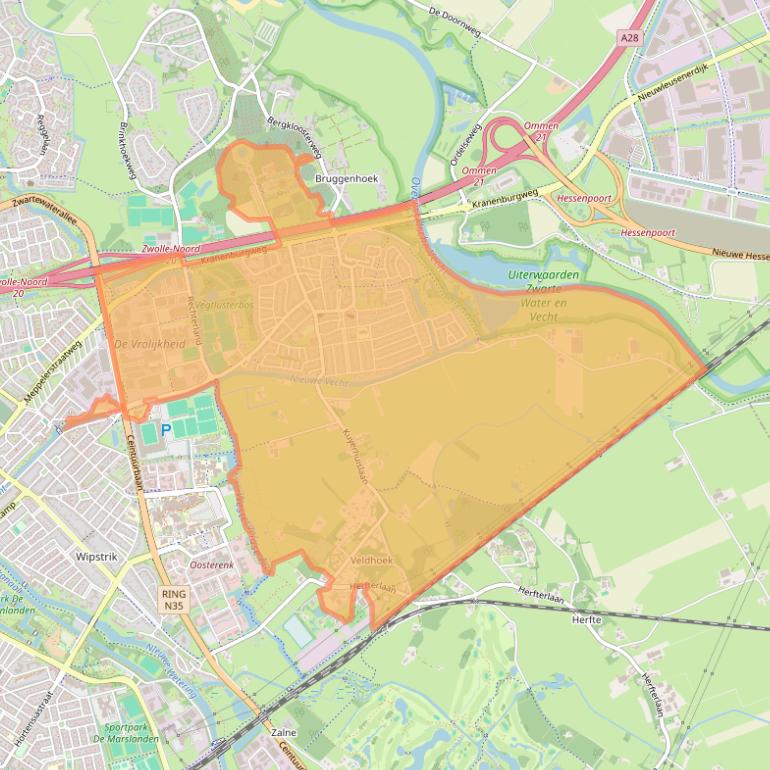 Kaart van postcodegebied 8024.