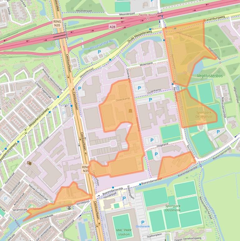 Kaart van postcodegebied 8024AE.