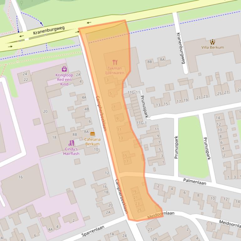 Kaart van postcodegebied 8024BR.