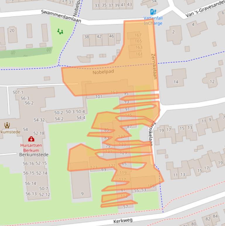 Kaart van postcodegebied 8024ZX.