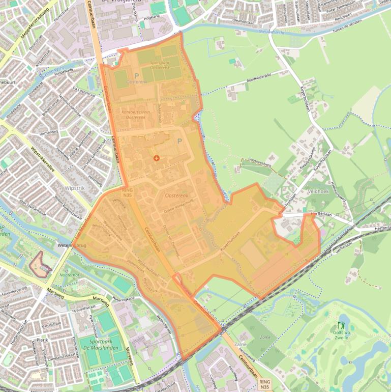 Kaart van postcodegebied 8025.