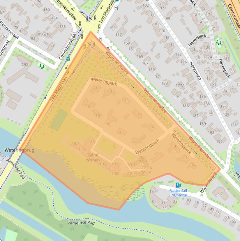 Kaart van postcodegebied 8025AM.