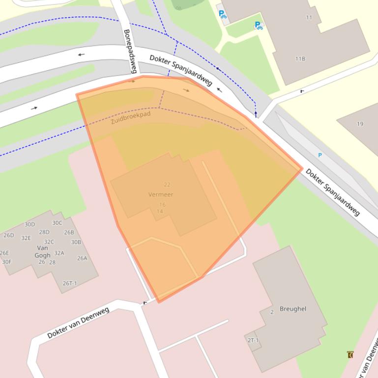 Kaart van postcodegebied 8025BE.